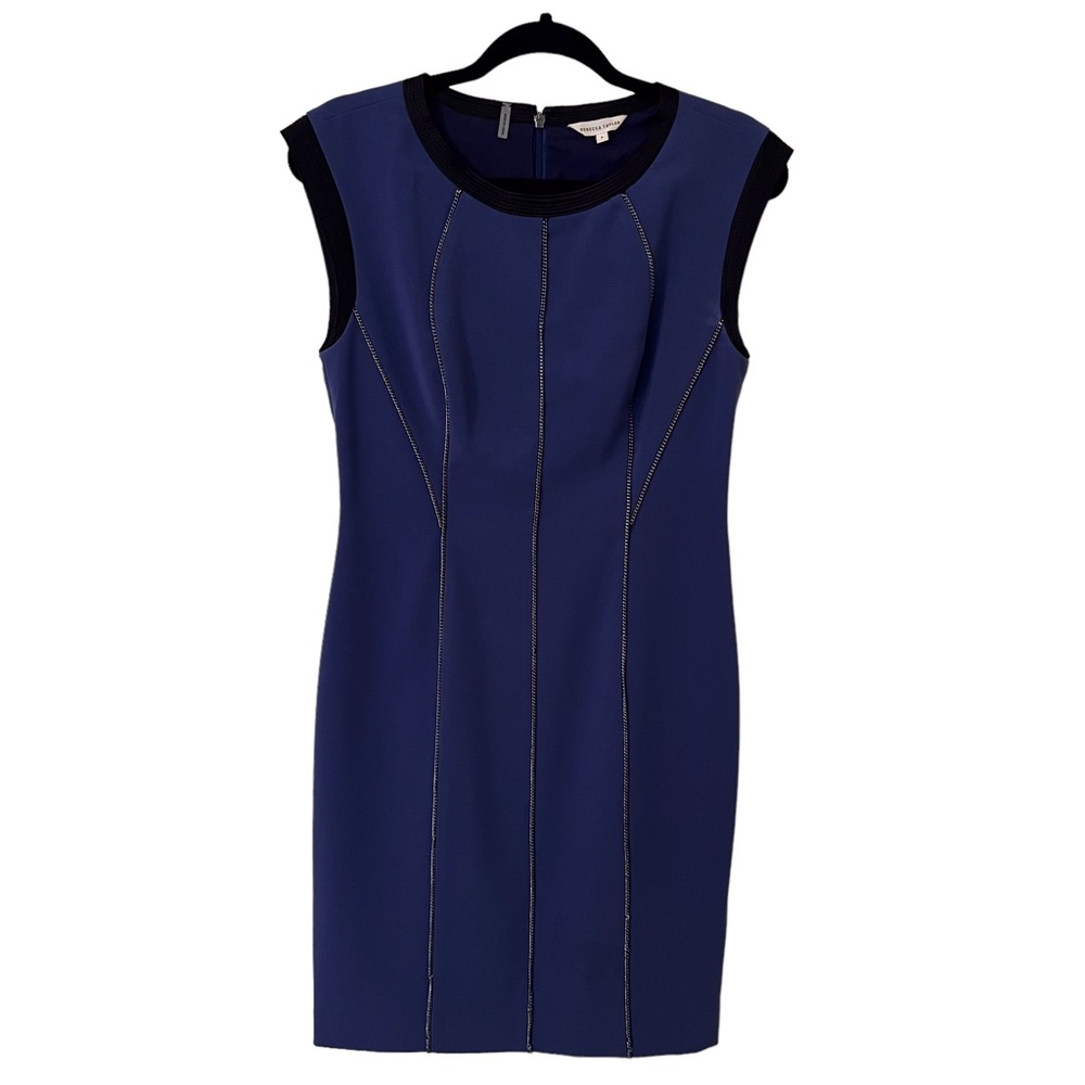 Rebecca Taylor Size 4 Blue Career Business Stretchy Bodycon Chain Sheath Dress